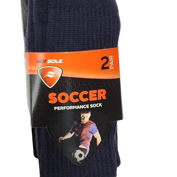 SofSole 2 Pair Pack Soccer Performance Socks Blue Men Size M Shoe Size 5-9.5 - Picture 2 of 4